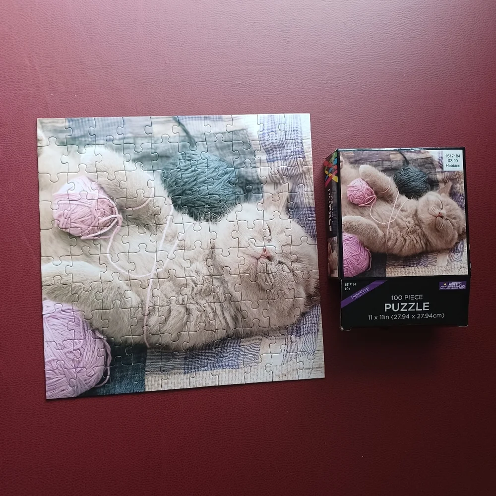 Cat Kitten Jigsaw Puzzle 100 Pieces Easy Kids Girls Pink Kitty